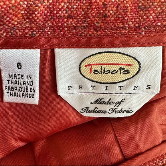 Vintage Talbots Wool Silk Tweed Skirt Salmon Red Women’s 6 Petite Italian - Picture 6 of 6